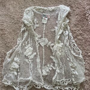 White Lace Crochet Vest